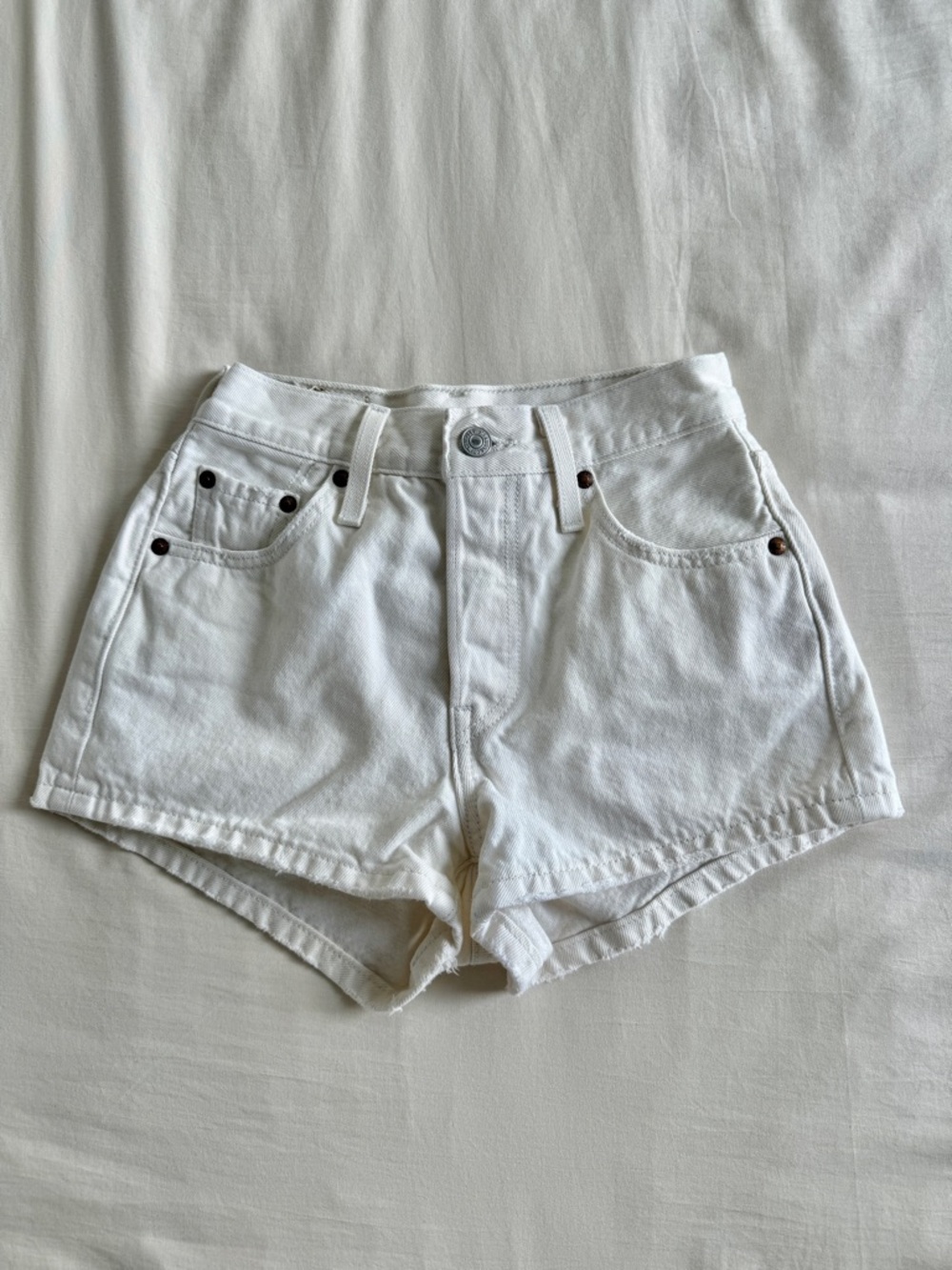 Levi’s White High-Rise Denim Shorts